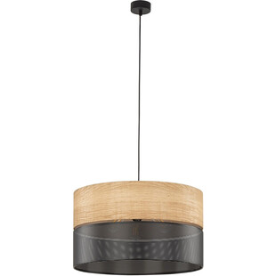 Lampa wisząca ażurowa z drewnem Nicol 50cm czarna TK Lighting