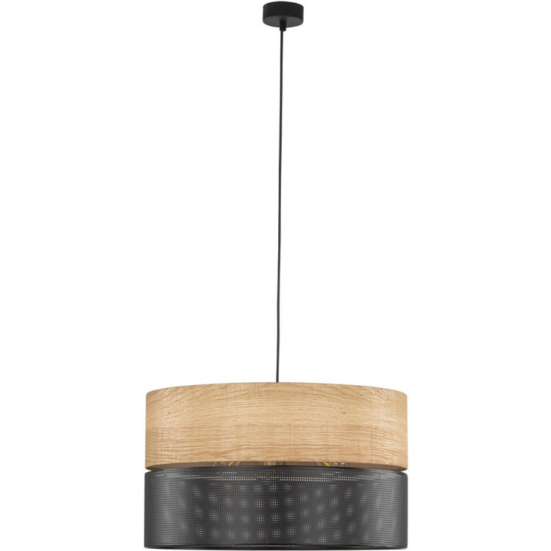 Lampa Wisząca Nicol | Ażurowa, Drewno, Czarna - TK Lighting
