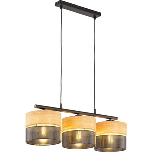 Lampa wisząca ażurowa z drewnem Nicol III 70cm czarna TK Lighting