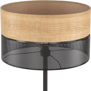 Lampa podłogowa ażurowa z drewnem Nicol czarna TK Lighting