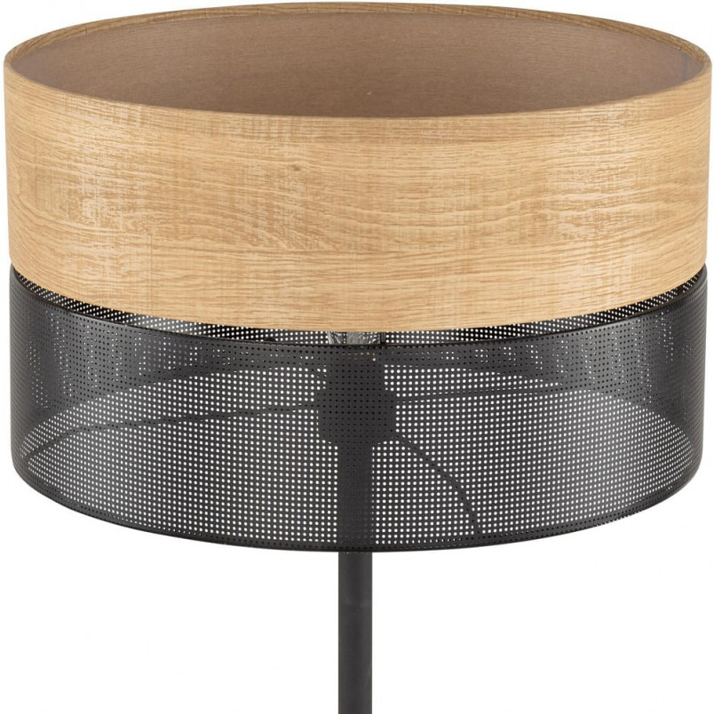 Lampa podłogowa ażurowa z drewnem Nicol czarna TK Lighting