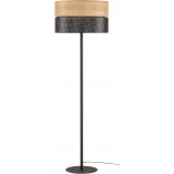 Lampa podłogowa ażurowa z drewnem Nicol czarna TK Lighting