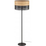 Lampa podłogowa ażurowa z drewnem Nicol czarna TK Lighting