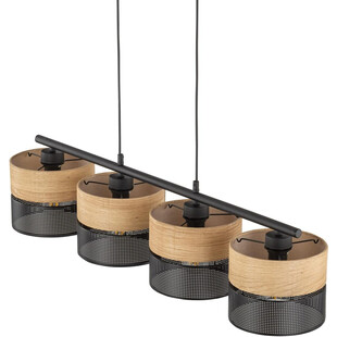 Lampa wisząca ażurowa z drewnem Nicol IV 94cm czarna TK Lighting