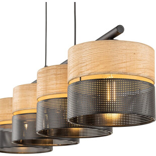 Lampa wisząca ażurowa z drewnem Nicol IV 94cm czarna TK Lighting