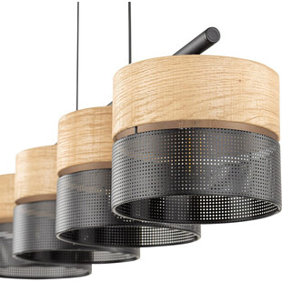 Lampa wisząca ażurowa z drewnem Nicol IV 94cm czarna TK Lighting