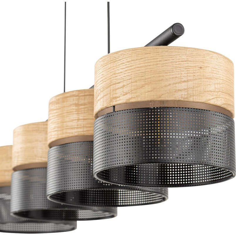 Lampa wisząca ażurowa z drewnem Nicol IV 94cm czarna TK Lighting