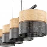 Lampa wisząca ażurowa z drewnem Nicol IV 94cm czarna TK Lighting