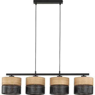 Lampa wisząca ażurowa z drewnem Nicol IV 94cm czarna TK Lighting