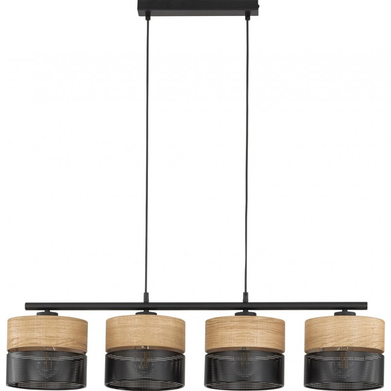 Lampa wisząca ażurowa z drewnem Nicol IV 94cm czarna TK Lighting