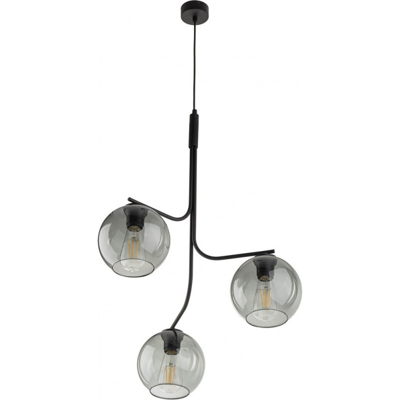 Lampa wisząca 3 szklane kule Cesar 60cm grafitowa TK Lighting