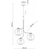 Lampa wisząca 3 szklane kule Cesar 60cm grafitowa TK Lighting