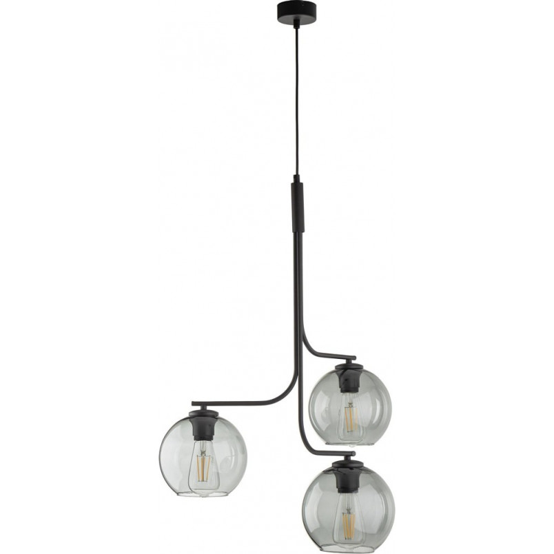 Lampa wisząca 3 szklane kule Cesar 60cm grafitowa TK Lighting