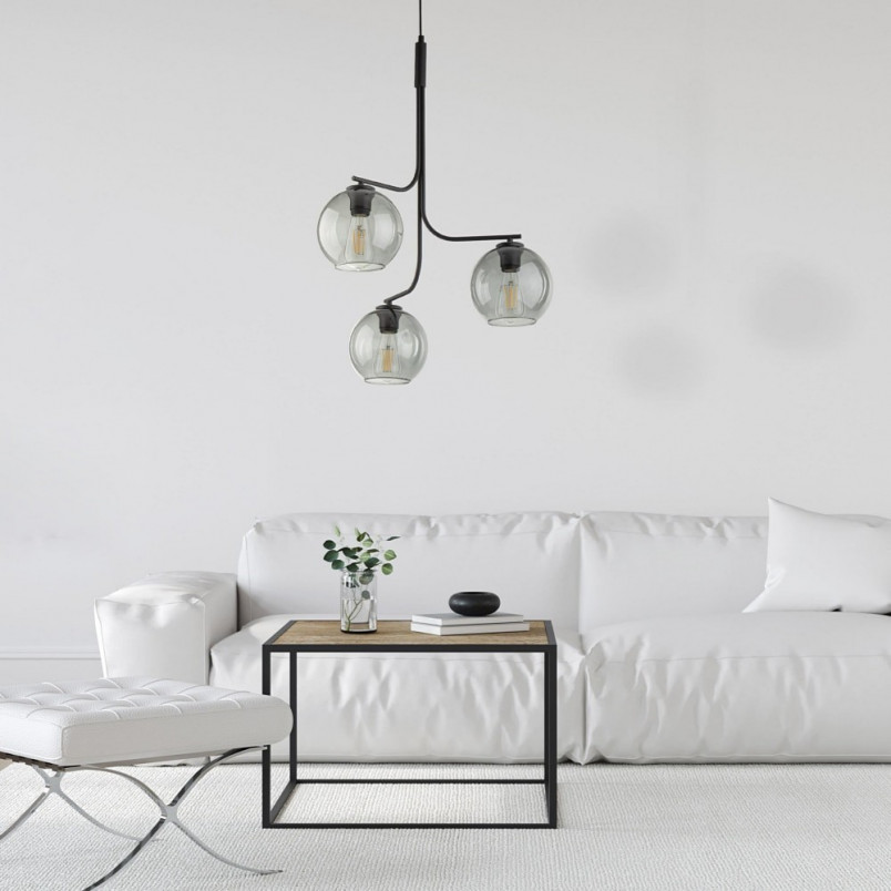 Lampa wisząca 3 szklane kule Cesar 60cm grafitowa TK Lighting