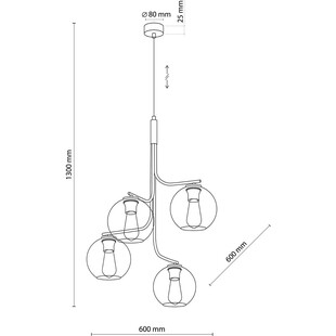 Lampa wisząca 4 szklane kule Cesar 60cm grafitowa TK Lighting