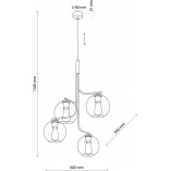 Lampa wisząca 4 szklane kule Cesar 60cm grafitowa TK Lighting
