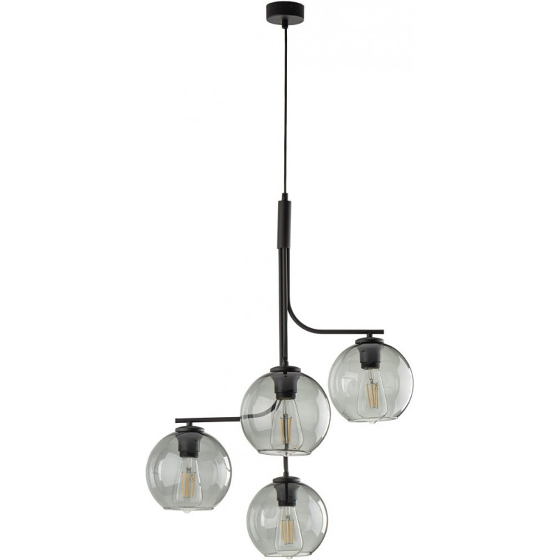 Lampa wisząca 4 szklane kule Cesar 60cm grafitowa TK Lighting
