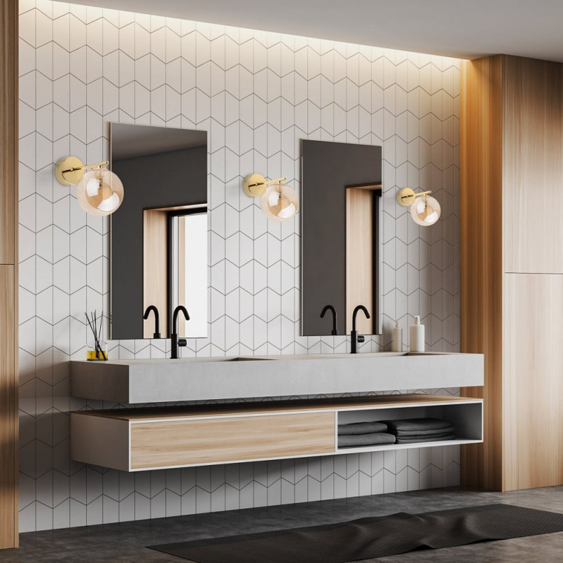 Kinkiet szklane kule Estera bursztyn / złoty TK Lighting