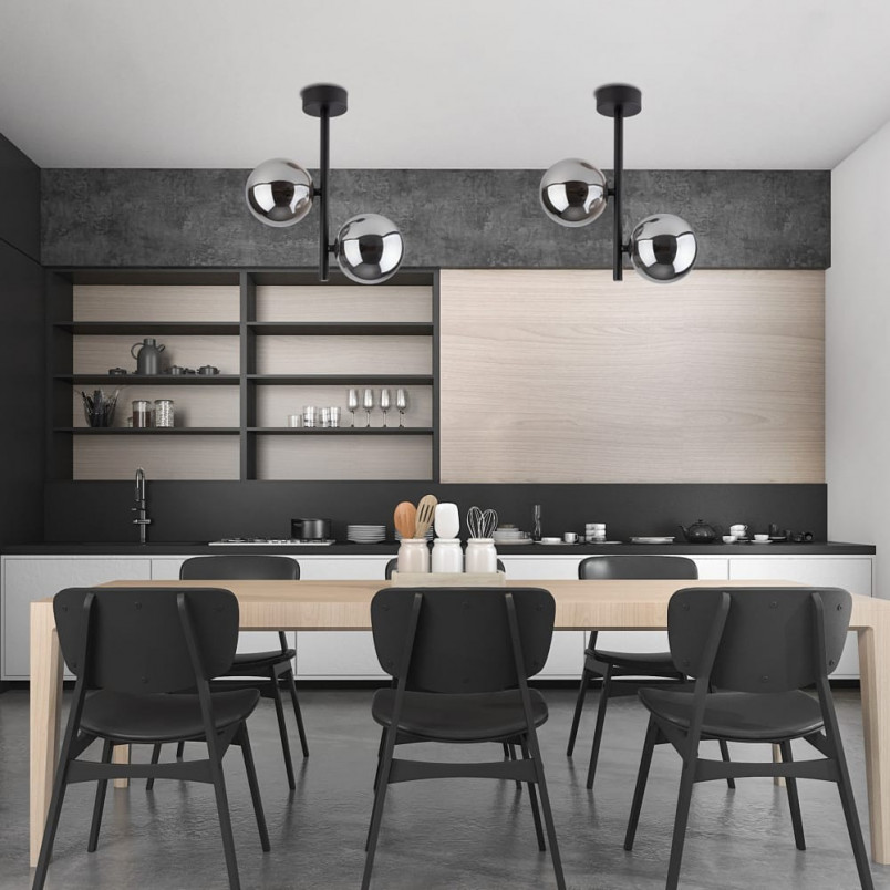 Lampa sufitowa 2 szklane kule Estera 27cm grafit / czarny TK Lighting