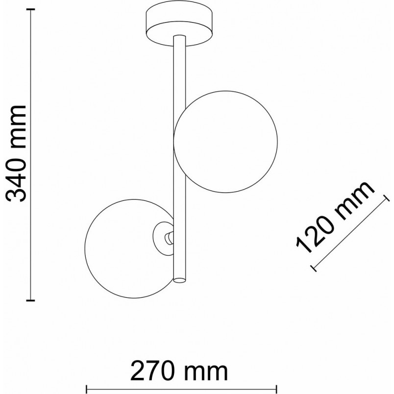 Lampa sufitowa 2 szklane kule Estera 27cm grafit / czarny TK Lighting