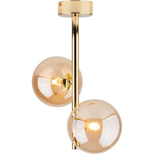 Lampa sufitowa glamour 2 szklane kule Estera 27cm bursztyn / złoty TK Lighting