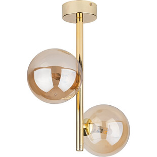 Lampa sufitowa glamour 2 szklane kule Estera 27cm bursztyn / złoty TK Lighting