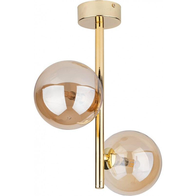 Lampa sufitowa glamour Estera | 2 szklane kule, bursztyn | TK Lighting