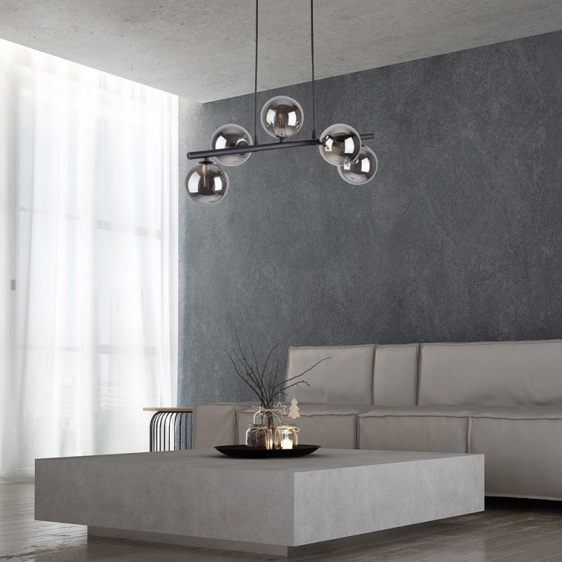 Lampa wisząca podłużna szklane kule Estera V 63cm grafit / czarny TK Lighting