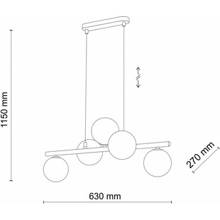 Lampa wisząca podłużna szklane kule Estera V 63cm grafit / czarny TK Lighting