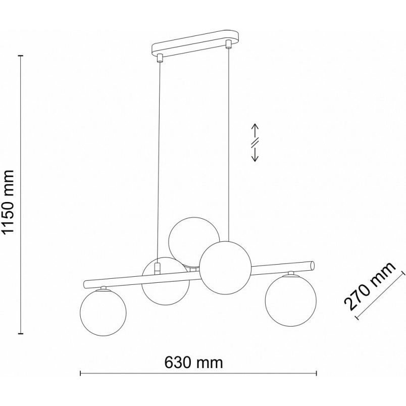 Lampa wisząca podłużna szklane kule Estera V 63cm grafit / czarny TK Lighting