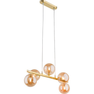 Lampa wisząca podłużna szklane kule Estera V 80cm bursztyn / złoty TK Lighting