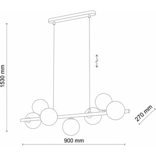 Lampa wisząca podłużna szklane kule Estera VII 90cm grafit / czarny TK Lighting