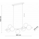 Lampa wisząca podłużna szklane kule Estera VII 116cm bursztyn / złoty TK Lighting
