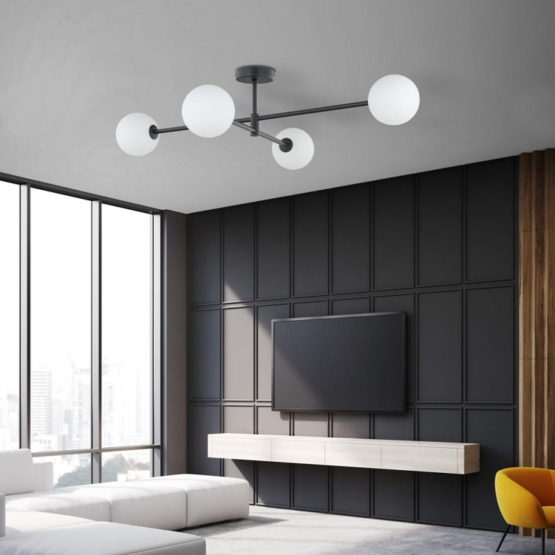 Lampa Sarius IV - Glamour z białych i czarnych kul | TK Lighting
