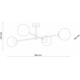 Lampa sufitowa 4 szklane kule Cadix IV 73cm przeźroczysty / złoty TK Lighting