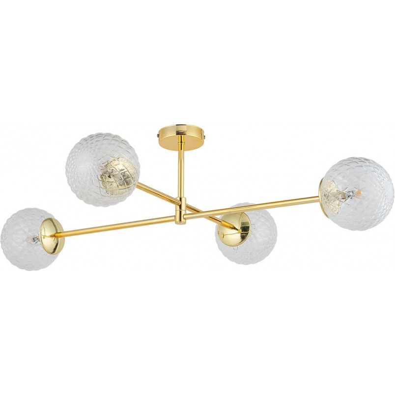 Lampa sufitowa 4 szklane kule Cadix IV 73cm przeźroczysty / złoty TK Lighting