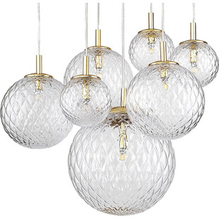 Lampa wisząca dekoracyjna szklane kule Cadix VII 200cm przeźroczysty / złoty TK Lighting