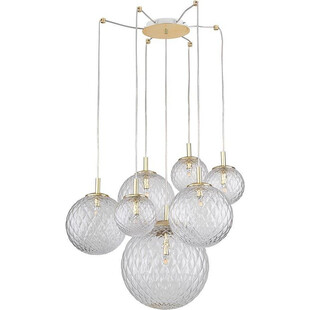 Lampa wisząca dekoracyjna szklane kule Cadix VII 200cm przeźroczysty / złoty TK Lighting