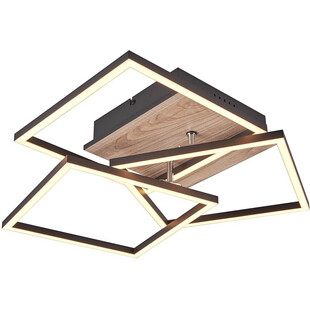 Plafon kwadratowy z pilotem i ściemniaczem Mobile LED 39cm czarny / drewno Reality