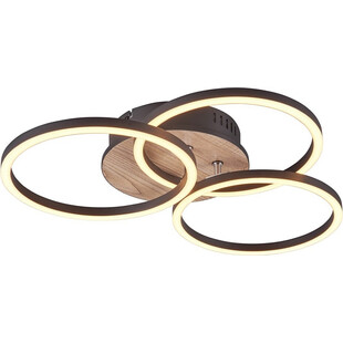 Plafon nowoczesny z pilotem i ściemniaczem Circle 43cm LED czarny / drewno Reality