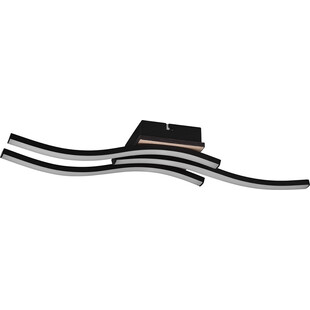 Plafon nowoczesny Route II LED 56x12cm czarny / drewno Reality
