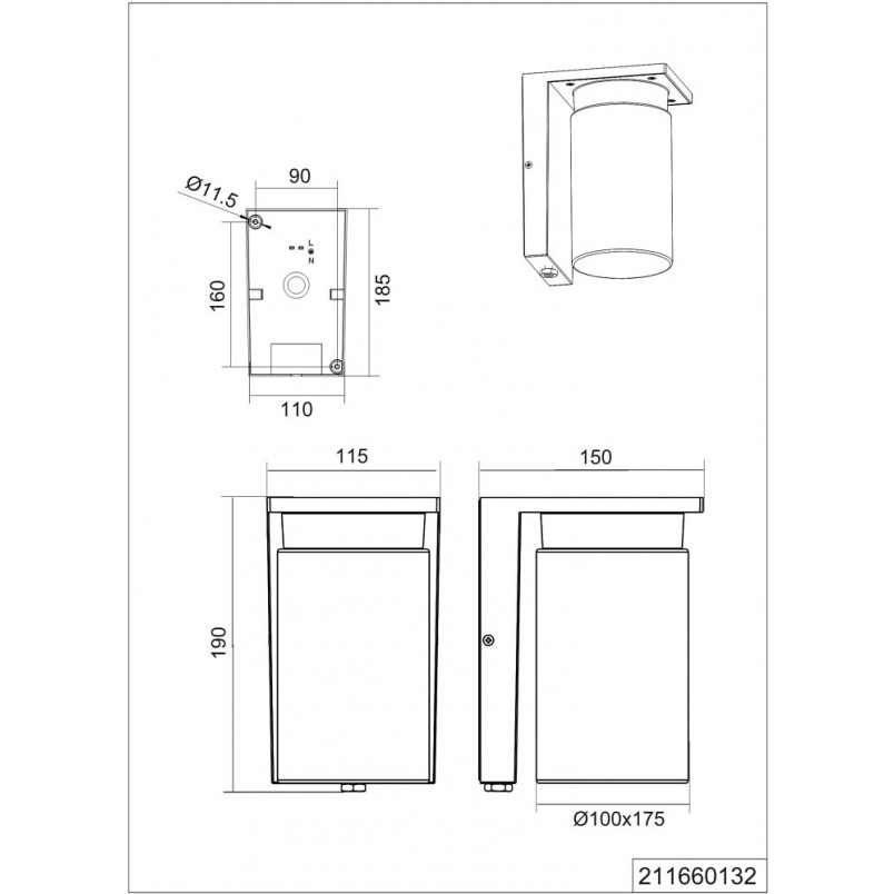 Kinkiet zewnętrzny Ardila Trio | Czarny mat, czujnik zmierzchu