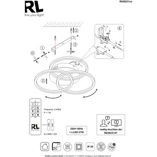 Plafon LED Circle 43cm - Pilot, Ściemniacz | Reality