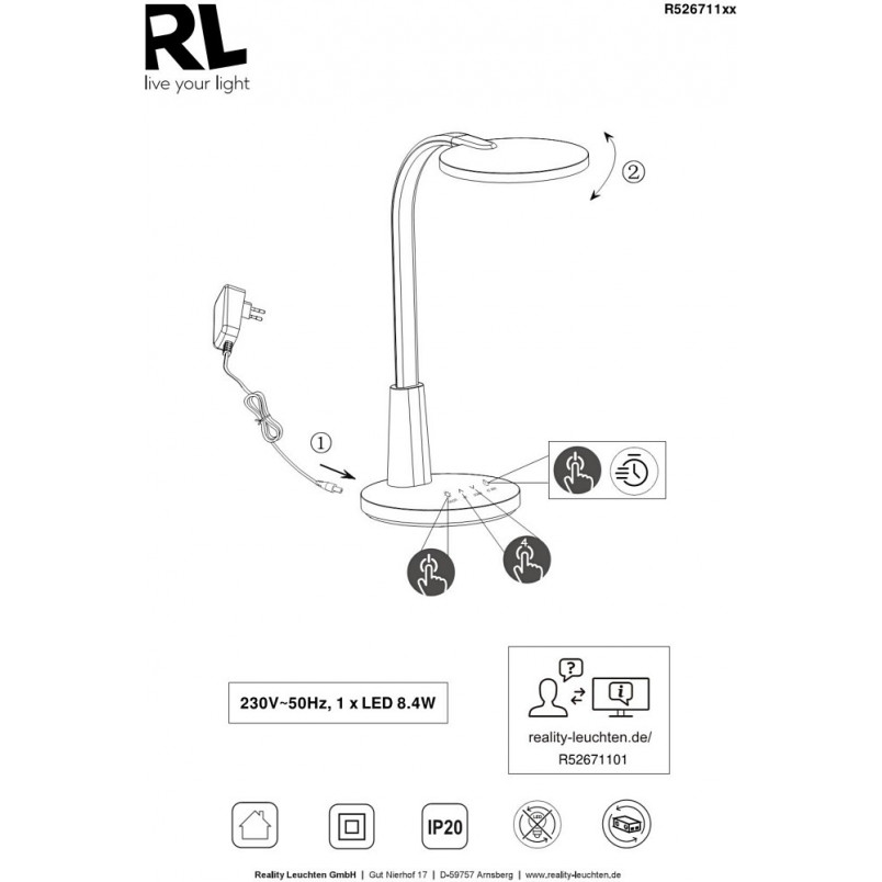 Lampa biurkowa LED Sally - Nowoczesny design | Reality