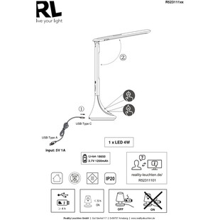 Lampa biurkowa LED Patty z zegarem i budzikiem | Reality