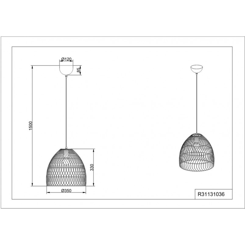 Lampa rattanowa wisząca Boho Rike | Reality - 35cm