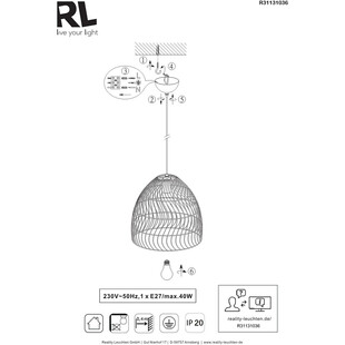 Lampa rattanowa wisząca Boho Rike | Reality - 35cm