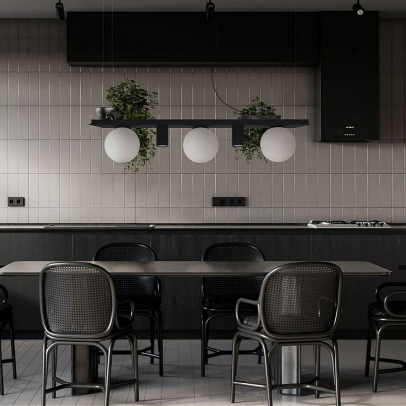 Lampa wisząca Plant Shelf 80cm czarna - ZumaLine | Oświetlenie