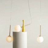 Lampa wisząca Bosso Brass III | Biało-mosiężna, 3 kule - Aldex