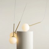 Lampa wisząca Bosso Brass III | Biało-mosiężna, 3 kule - Aldex